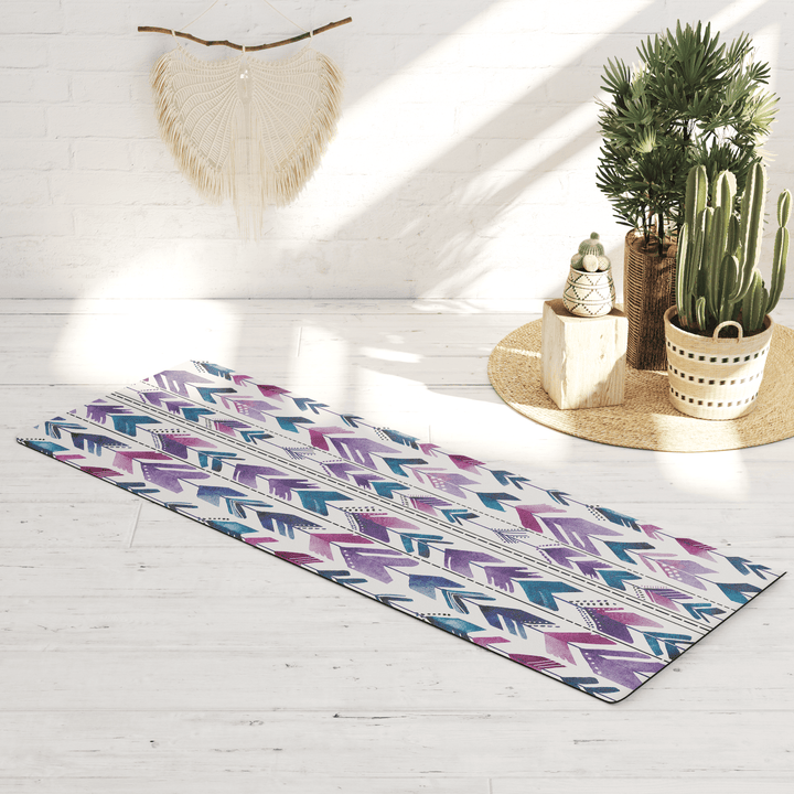 Aztec Feathers Boho Vegan Suede Yoga Mat - The Boho Berry