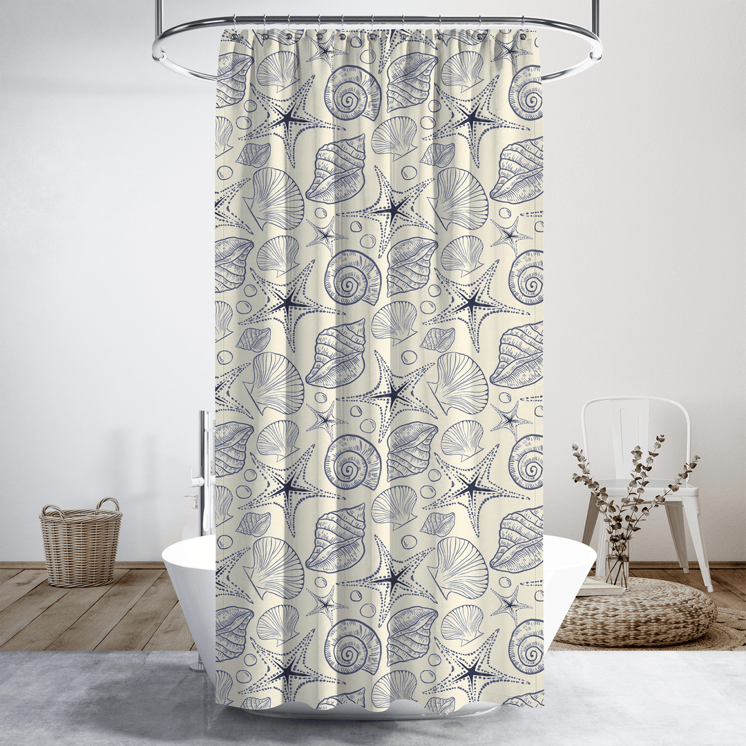 Blue Seashells Boho Shower Curtain - The Boho Berry