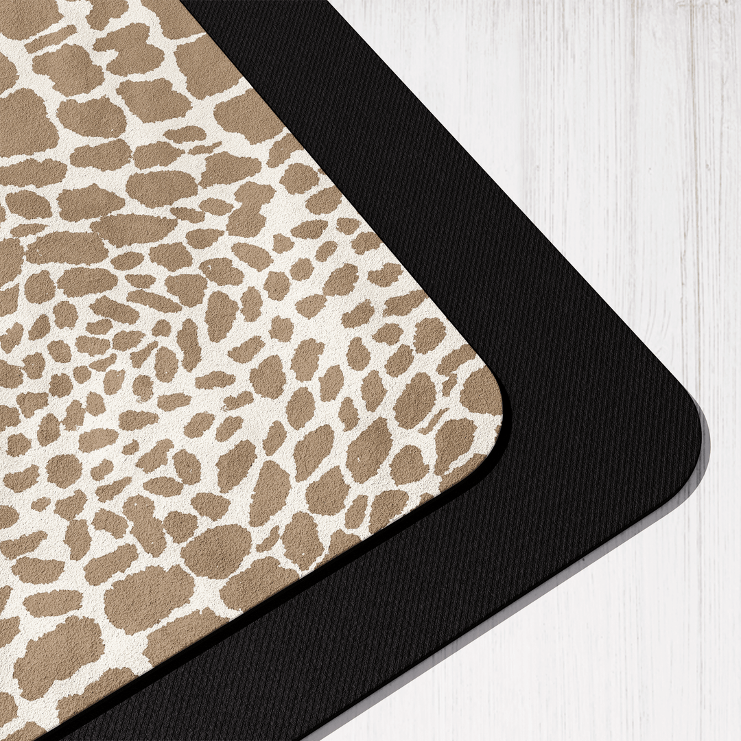 Champagne Animal Print Boho Vegan Suede Yoga Mat - The Boho Berry