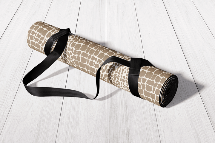 Champagne Animal Print Boho Vegan Suede Yoga Mat - The Boho Berry