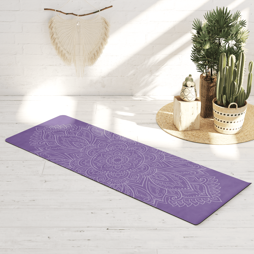 Purple Mandala Boho Vegan Suede Yoga Mat - The Boho Berry