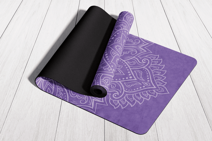 Purple Mandala Boho Vegan Suede Yoga Mat - The Boho Berry