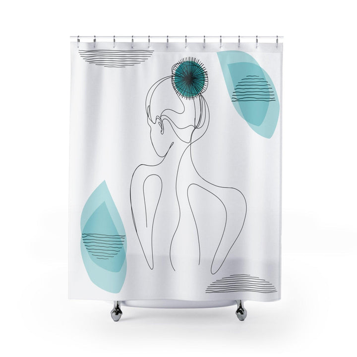 Sketched Lady Blue Boho Shower Curtain - The Boho Berry