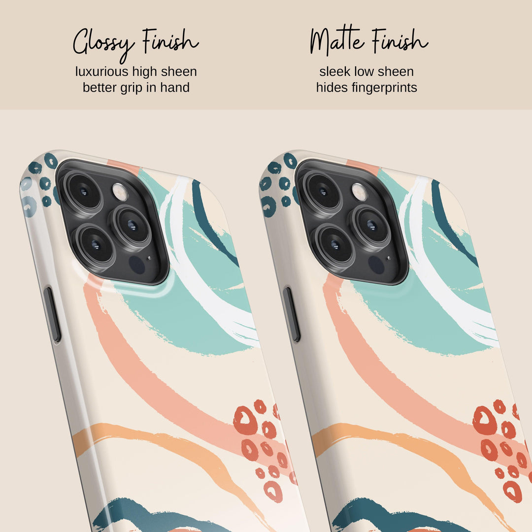 two iphone cases with different designs on them